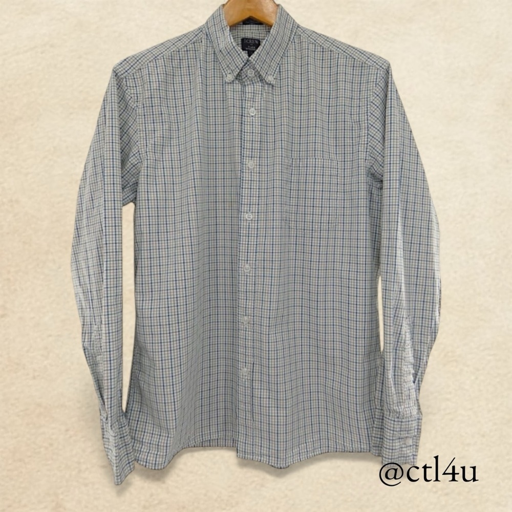 J.Crew Slim Untucked Shirt Plaid Flex Preppy Officecore Smart Casual Men's L